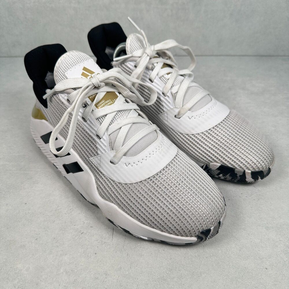 Adidas Shoes Mens 8 Pro Bounce Low 2019 White Gold Black Basketball Sneaker